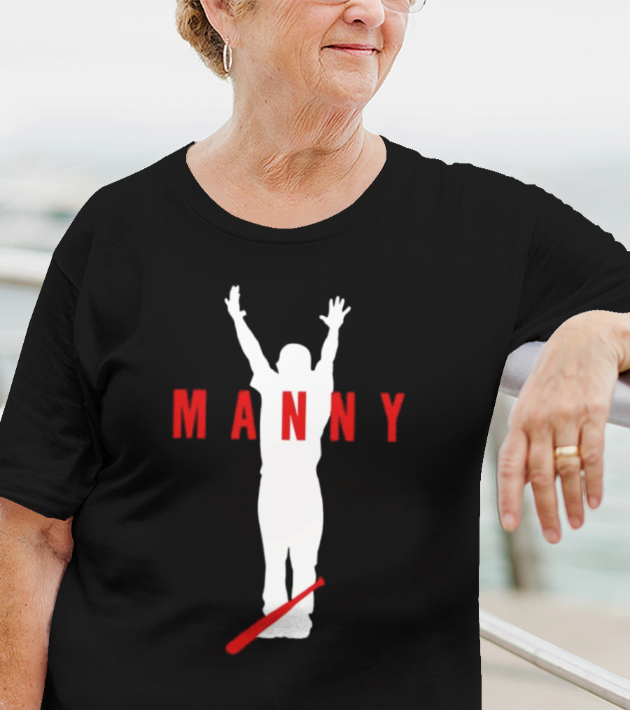 Manny Baseball Bat Silhouette With Raised Arms T-Shirt