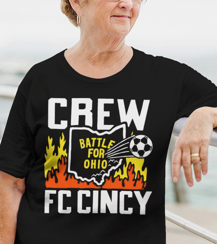 CREW Battle For Ohio FC Cincy Soccer Rivalry Flame Soccer Ball T-Shirt