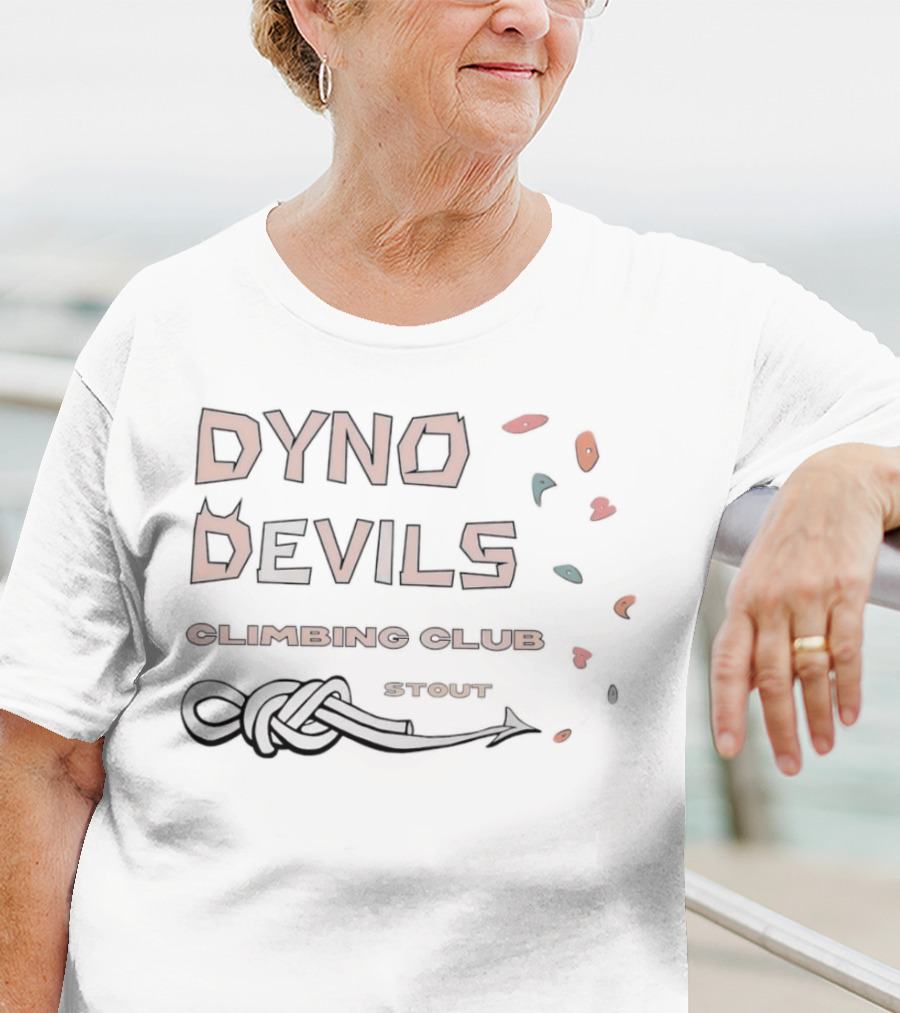 Dyno Devils Climbing Club Stout Rock Holds And Knot T-Shirt