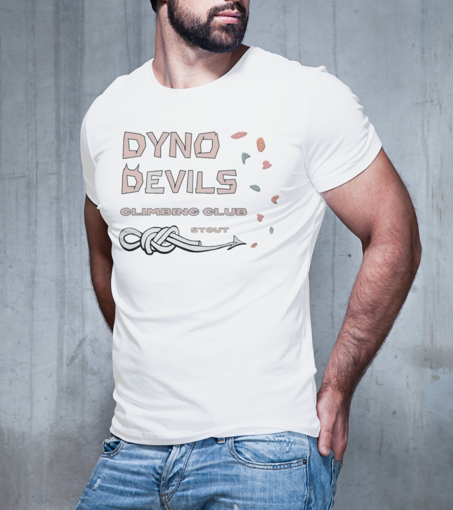 Dyno Devils Climbing Club Stout Rock Holds And Knot T-Shirt