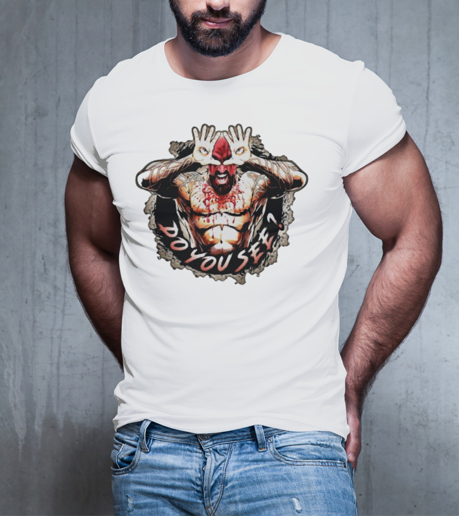 Franky The Mobster FTM Do You See Tattooed Figure With Hands Forming Eye Mask T-Shirt