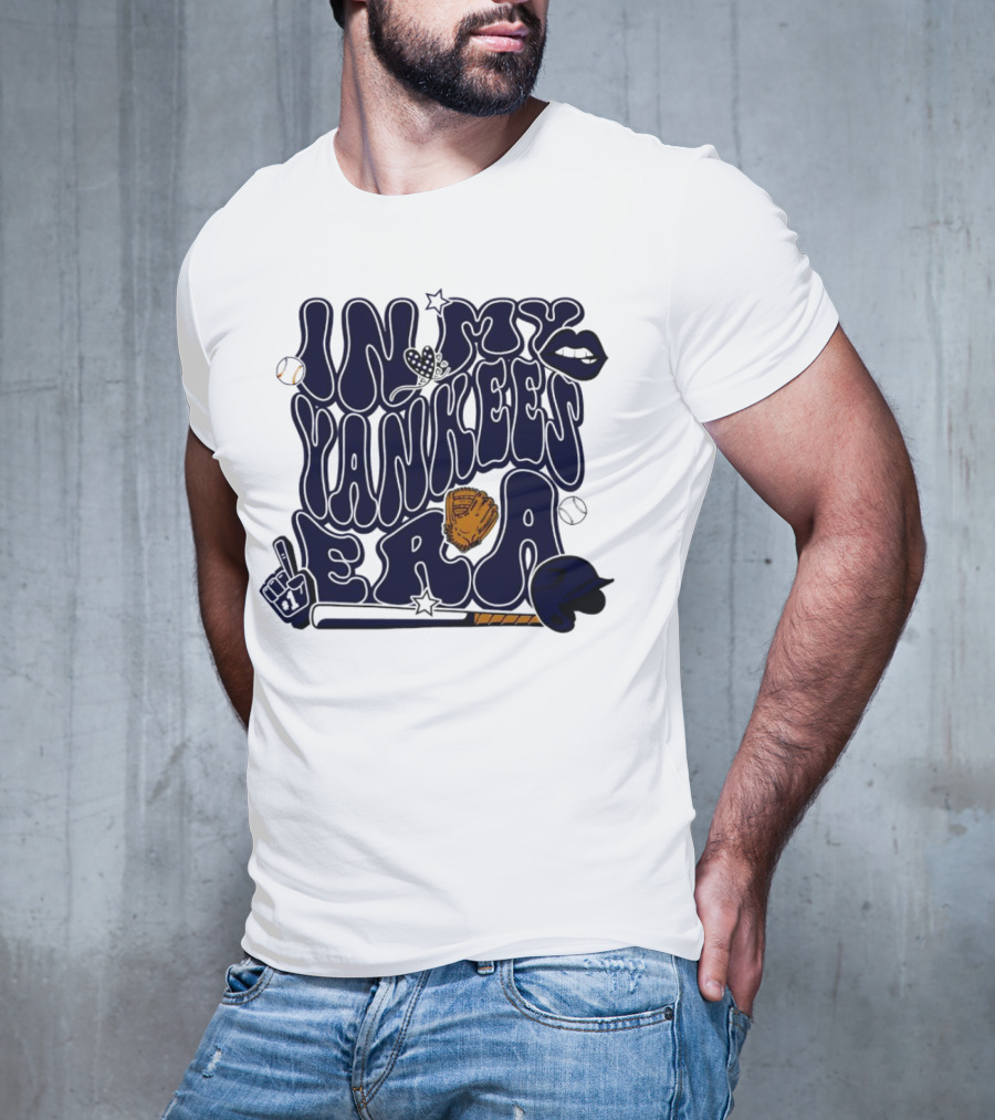 In My Yankees Era Baseball Bat MLB Baseball Lips Glove Yankees Era T-Shirt