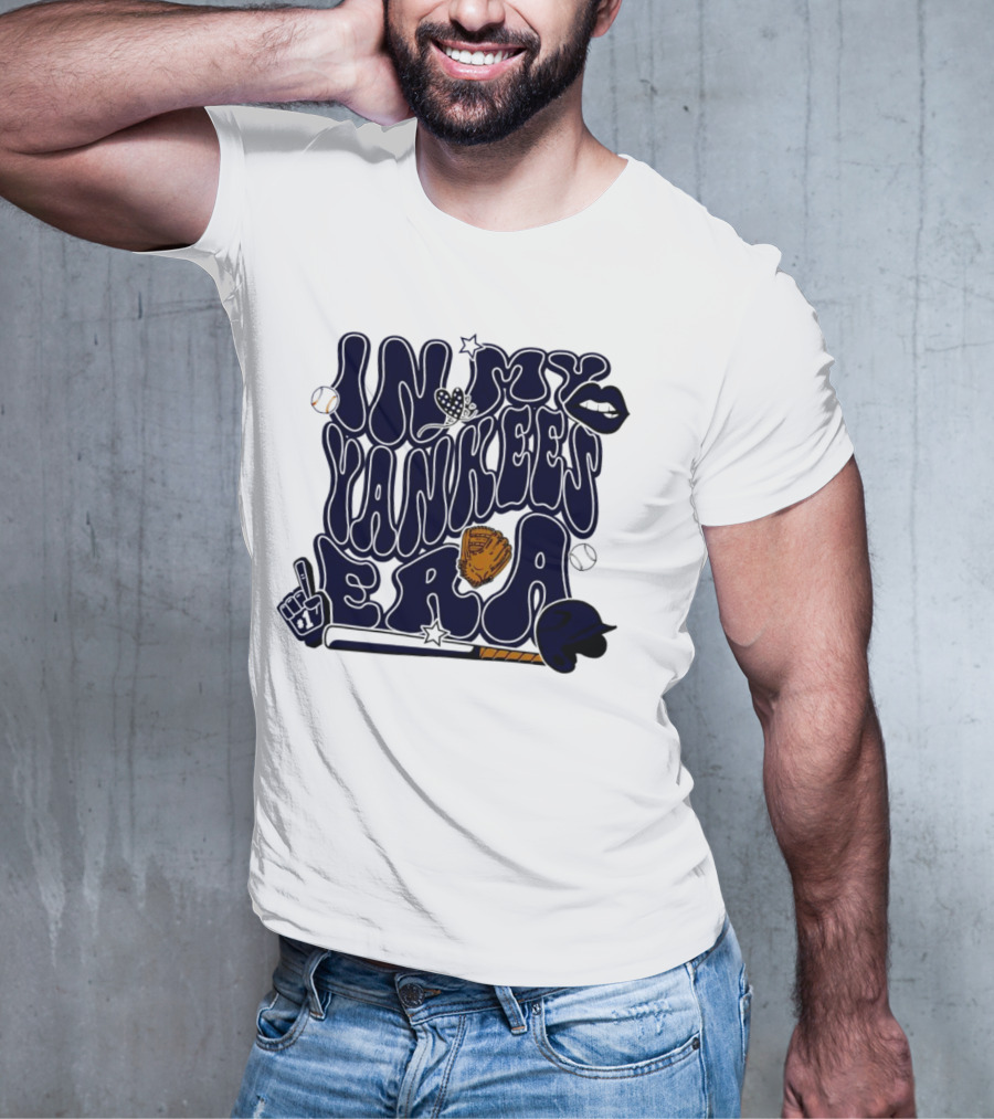 In My Yankees Era Baseball Bat MLB Baseball Lips Glove Yankees Era T-Shirt