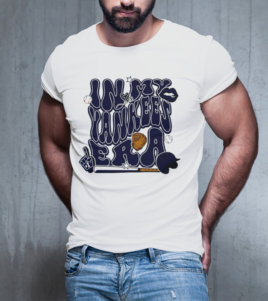 In My Yankees Era Baseball Bat MLB Baseball Lips Glove Yankees Era T-Shirt