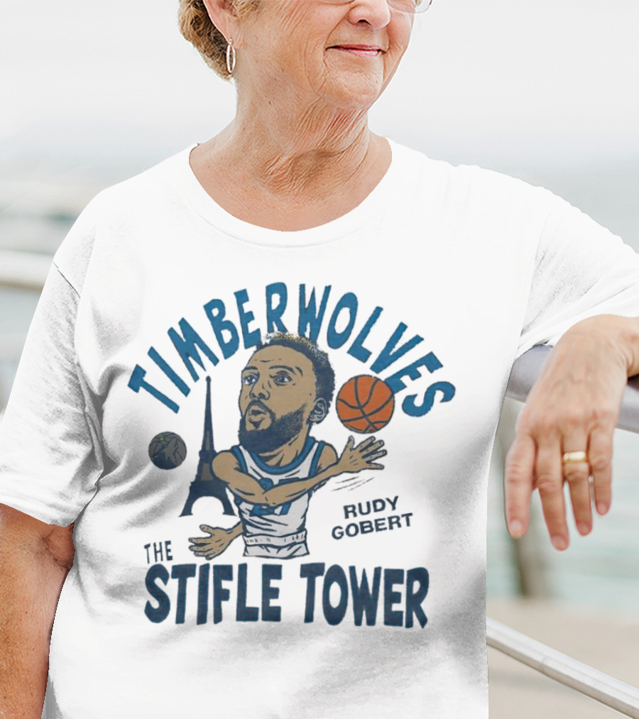 Timberwolves Rudy Gobert The Stifle Tower Basketball Player With Eiffel Tower And Basketball T-Shirt