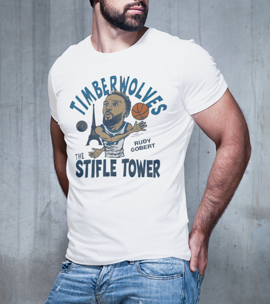 Timberwolves Rudy Gobert The Stifle Tower Basketball Player With Eiffel Tower And Basketball T-Shirt