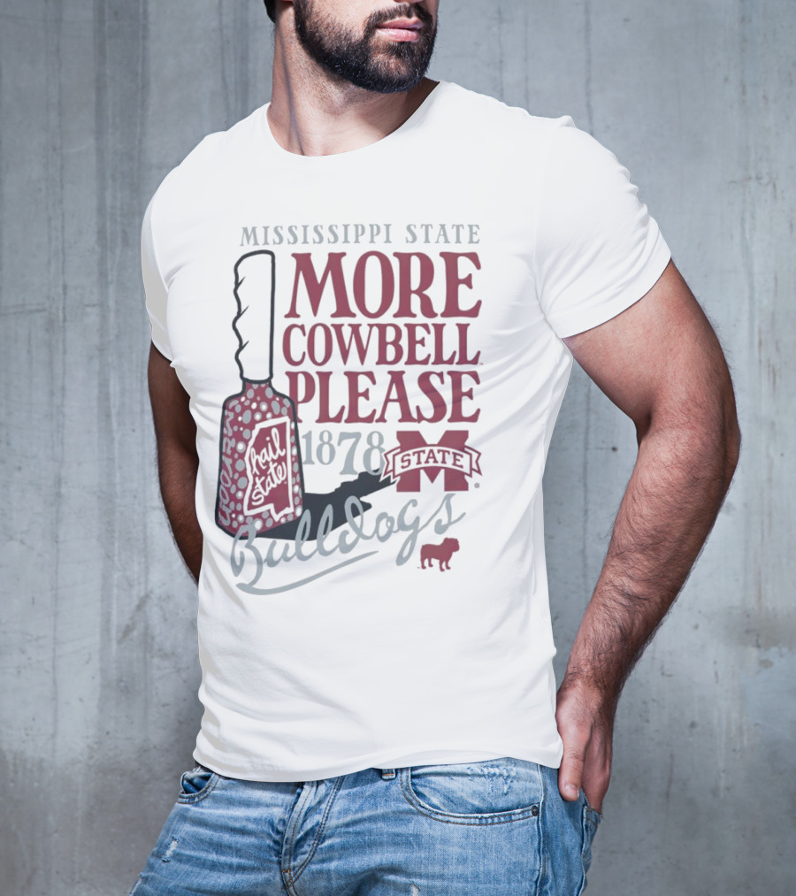 Mississippi State Bulldogs More Cowbell Please 1878 Vintage Cowbell T-Shirt