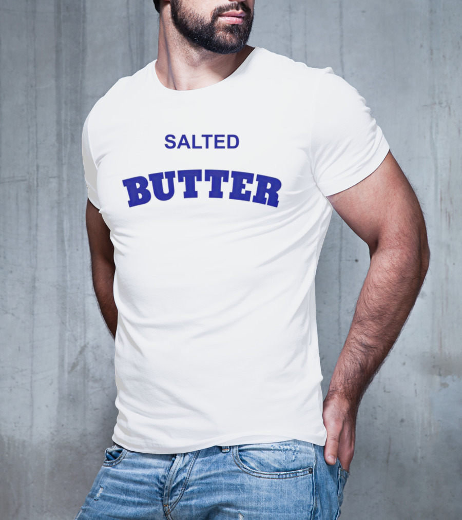 Salted Butter Bold Blue Arched Text T-Shirt