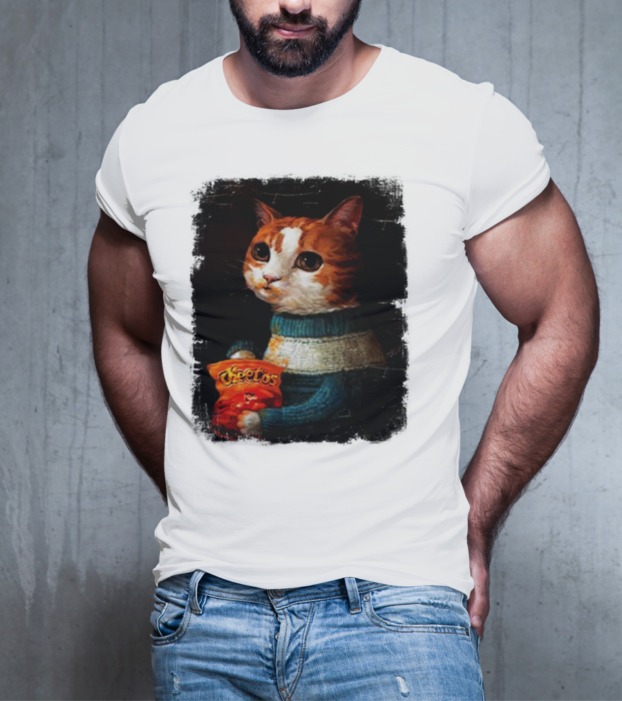 Cheetos Cat Holding Bag In T-Shirt