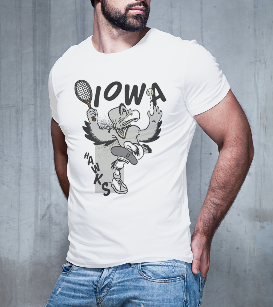 Iowa Hawkeyes Tennis Hawk Vintage Sports Mascot T-Shirt