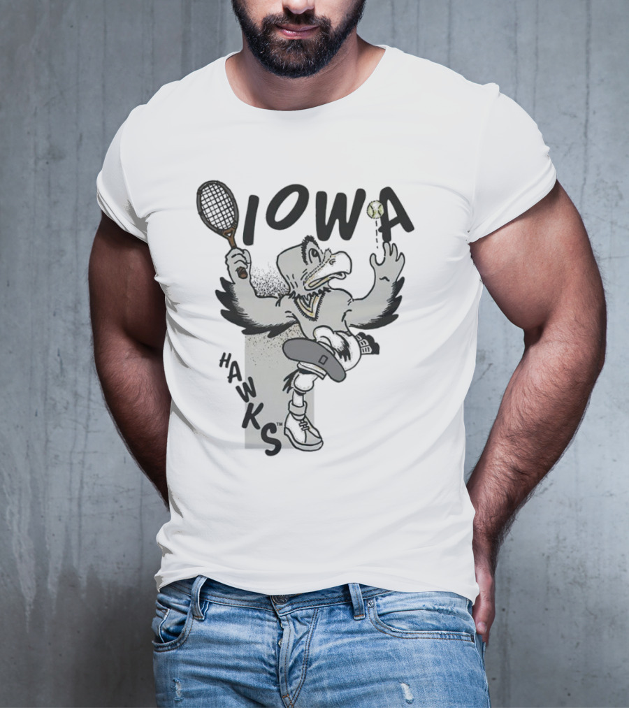 Iowa Hawkeyes Tennis Hawk Vintage Sports Mascot T-Shirt