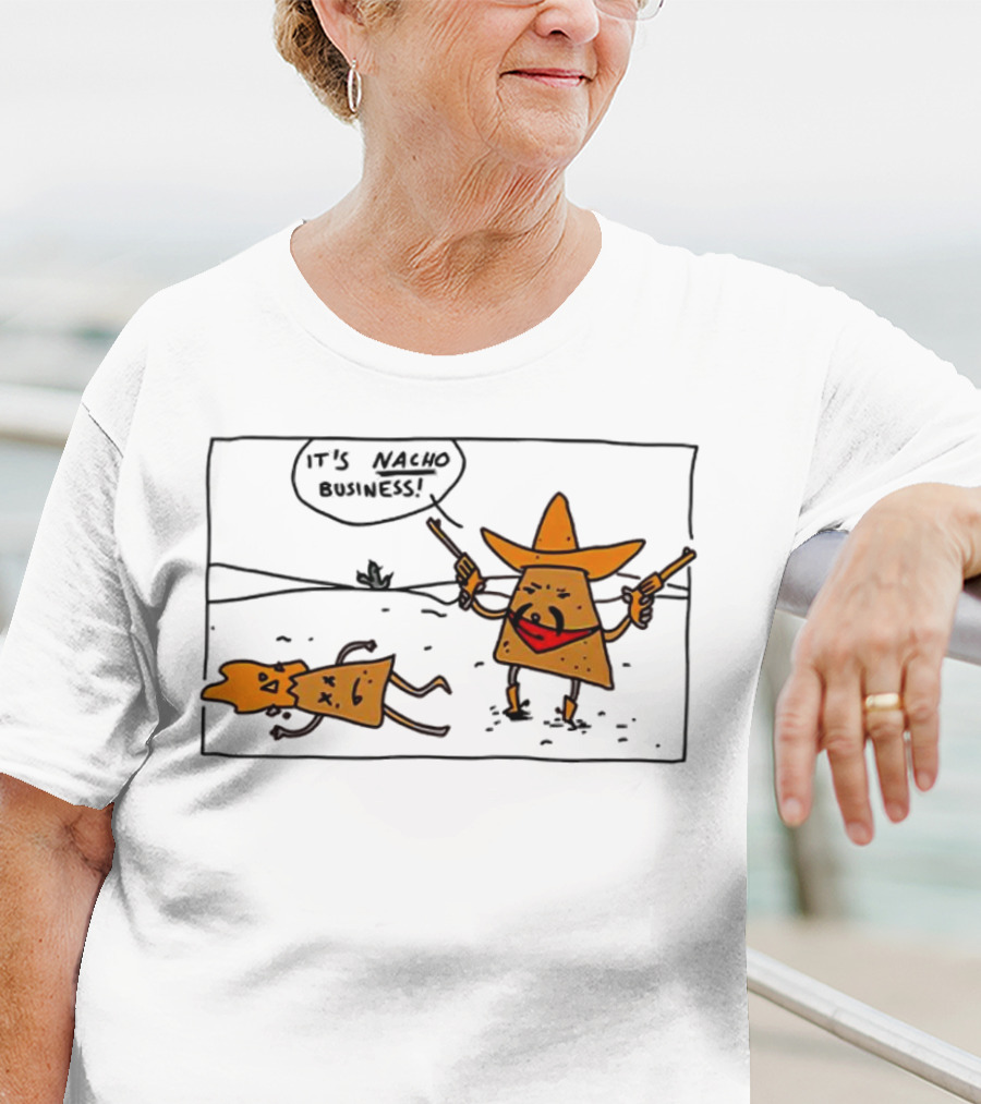 It’s Nacho Business Sombrero Pistols Cartoon Scene T-Shirt