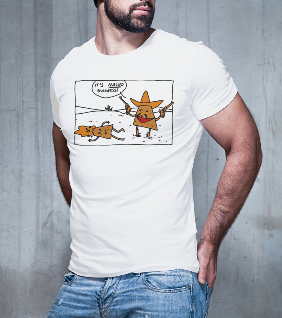 It’s Nacho Business Sombrero Pistols Cartoon Scene T-Shirt