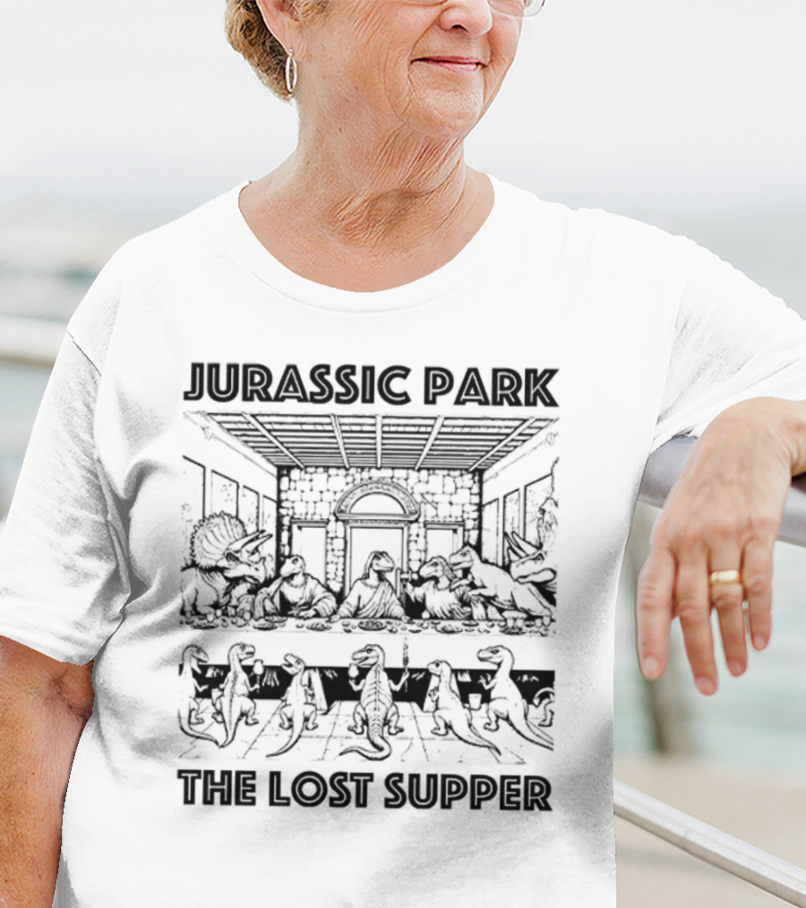 Jurassic Park The Lost Supper Dinosaurs Last Supper Scene T-Shirt