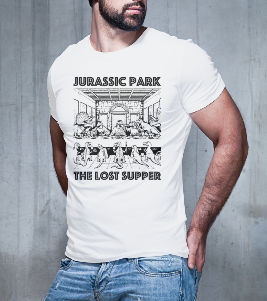 Jurassic Park The Lost Supper Dinosaurs Last Supper Scene T-Shirt