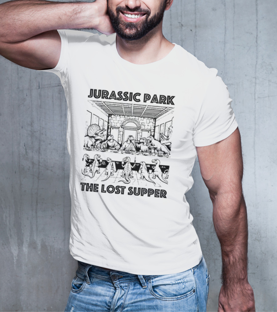 Jurassic Park The Lost Supper Dinosaurs Last Supper Scene T-Shirt