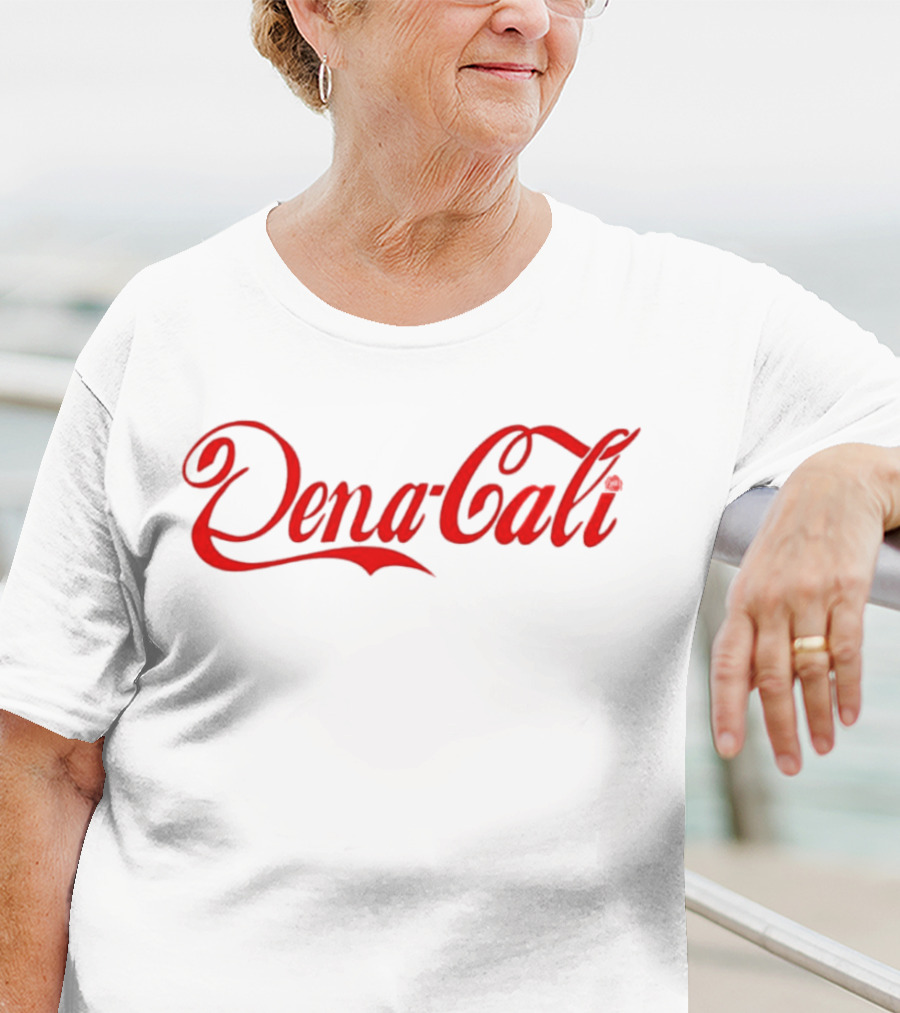 Dena Cali Script Style Text - Red T-Shirt