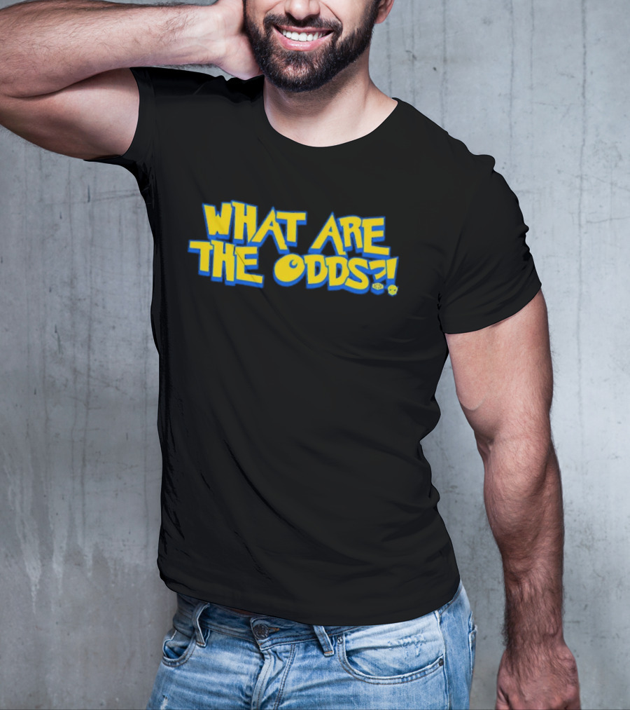 What Are The Odds Dice Playful Yellow Blue Typography T-Shirt