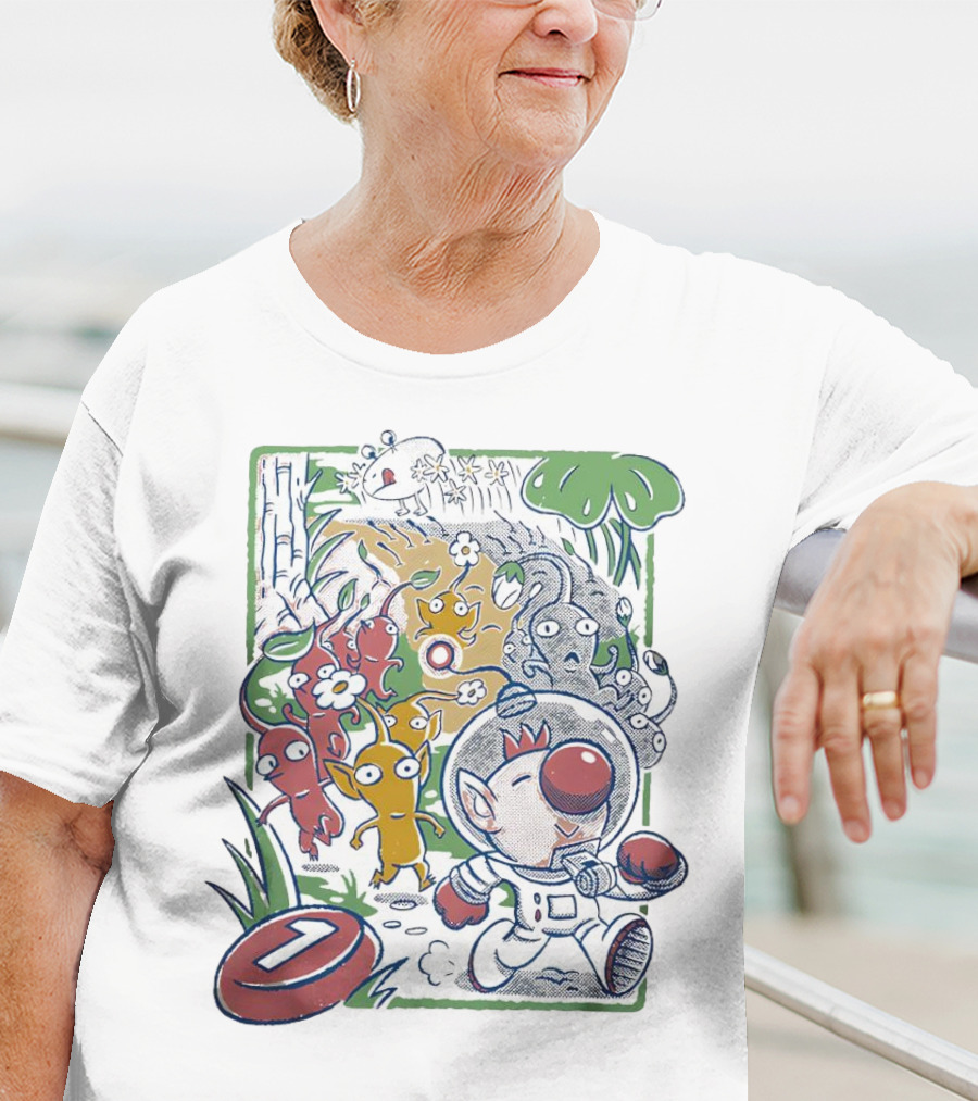 Captain Olimar And Colorful Pikmin Exploration Adventure T-Shirt