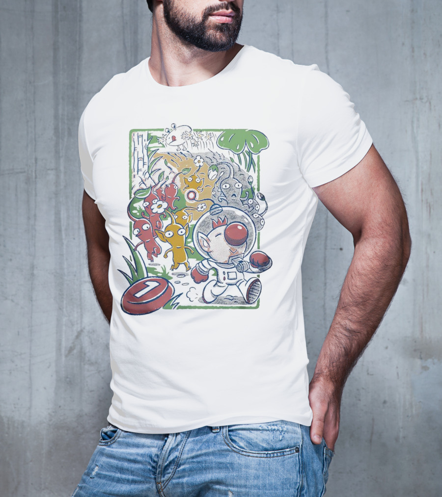 Captain Olimar And Colorful Pikmin Exploration Adventure T-Shirt