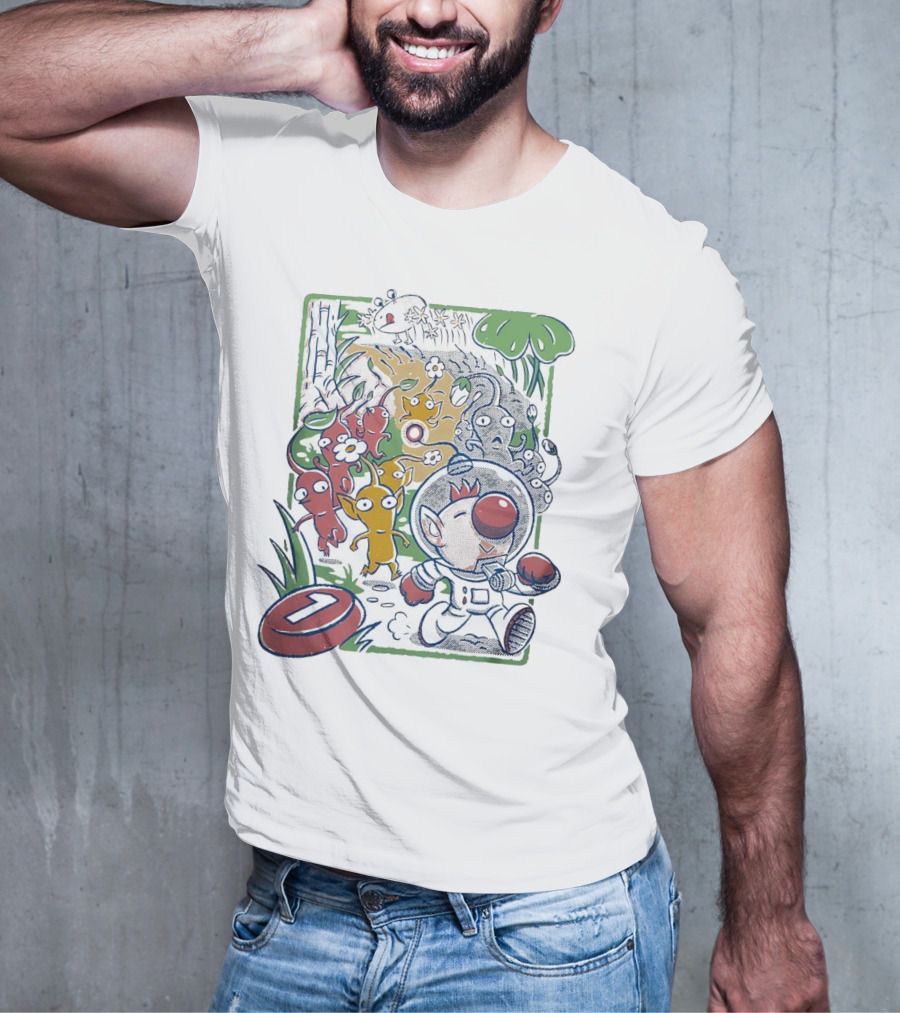 Captain Olimar And Colorful Pikmin Exploration Adventure T-Shirt