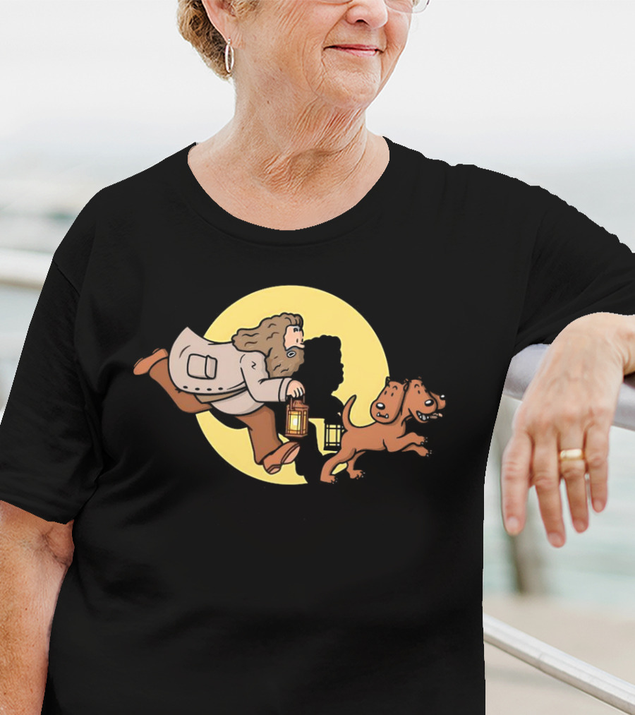 Hagrid And Fluffy Lantern Adventure Moonlit Tintin T-Shirt