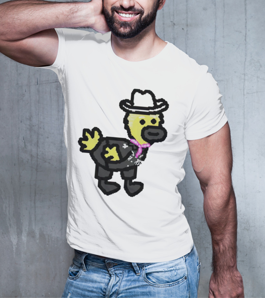 Ken Gosling Pixel Art Cowboy Duck With Hat And Scarf T-Shirt