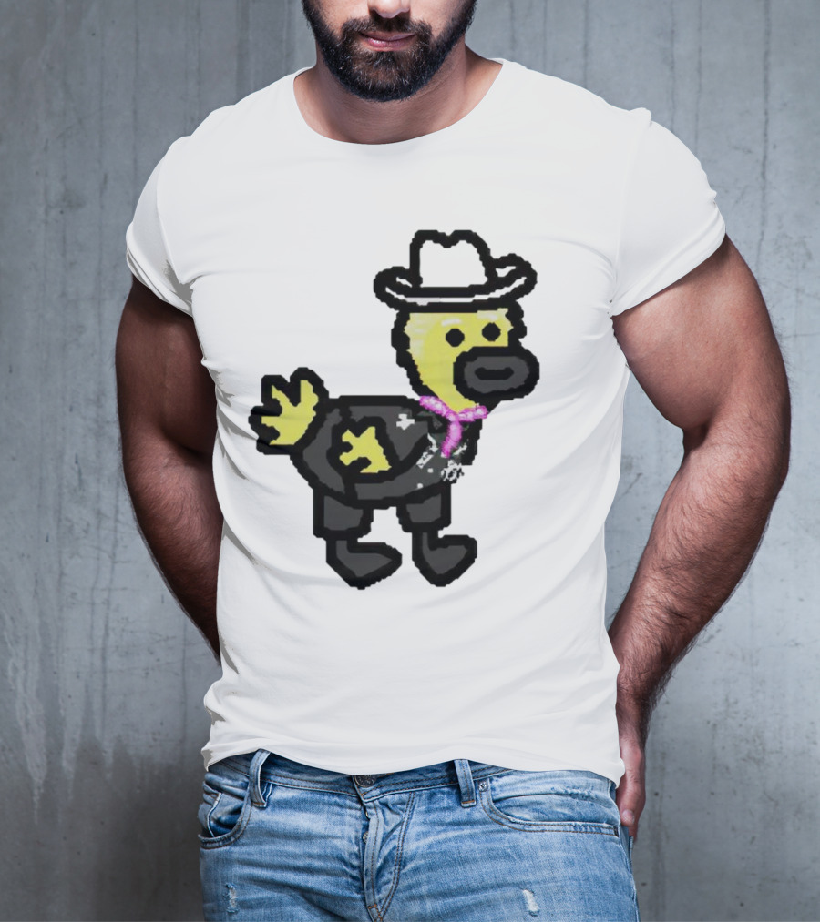 Ken Gosling Pixel Art Cowboy Duck With Hat And Scarf T-Shirt