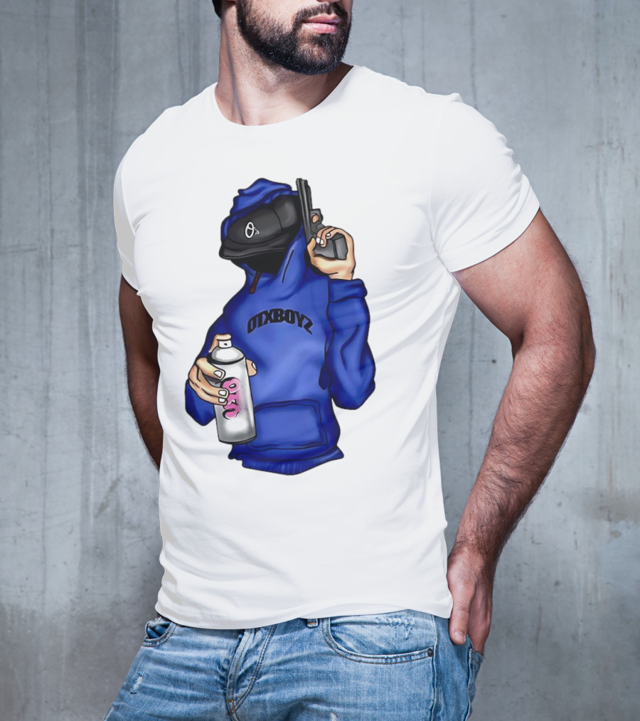 OTXBOYZ Hooded Figure With Spray And Gun T-Shirt