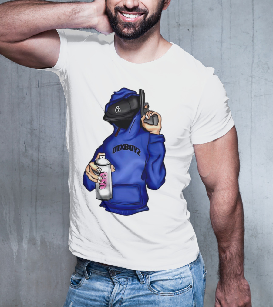 OTXBOYZ Hooded Figure With Spray And Gun T-Shirt