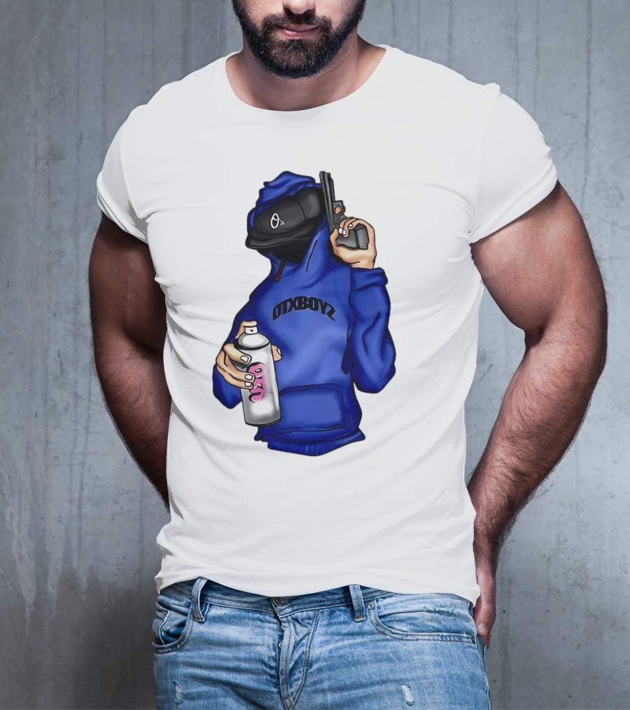 OTXBOYZ Hooded Figure With Spray And Gun T-Shirt