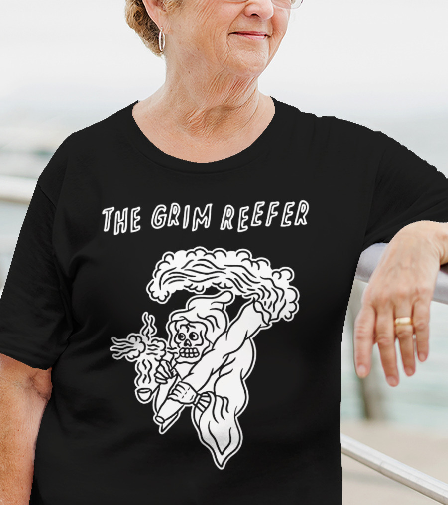 The Grim Reefer Skeleton Smoking Weed T-Shirt