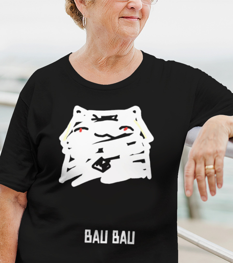 Bau Bau Cat Minimalist Face Sketch T-Shirt