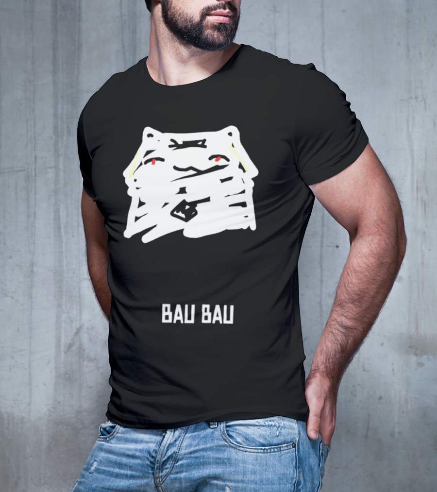 Bau Bau Cat Minimalist Face Sketch T-Shirt