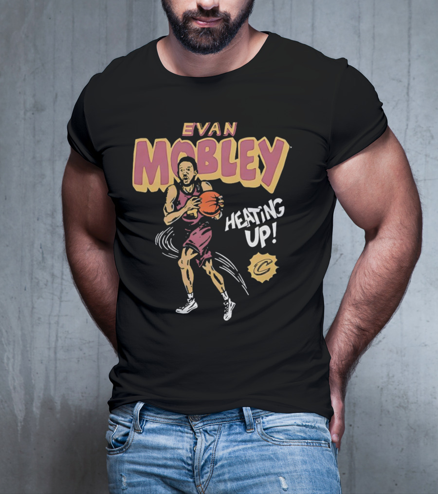 Evan Mobley Heating Up Cleveland Cavaliers Cartoon Basketball Player T-Shirt