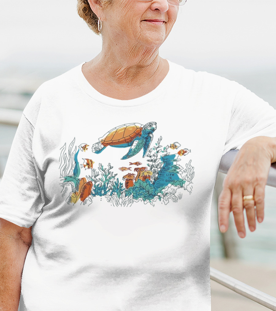 Life Is Good Turtle Oceanscape Boxy Crusher T-Shirt