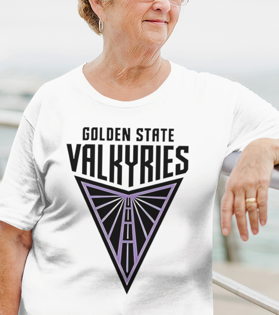 Golden State Valkyries Triangular Emblem In Black And Purple T-Shirt