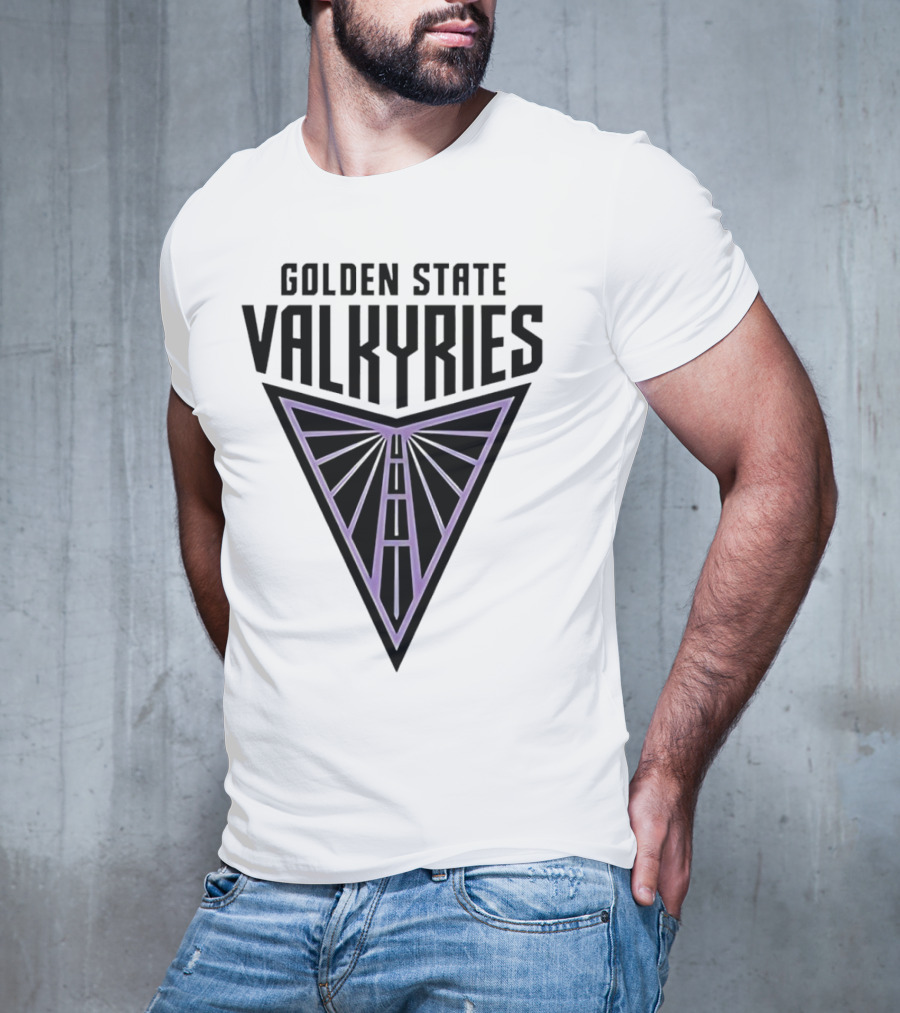 Golden State Valkyries Triangular Emblem In Black And Purple T-Shirt