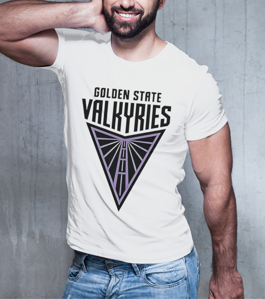 Golden State Valkyries Triangular Emblem In Black And Purple T-Shirt