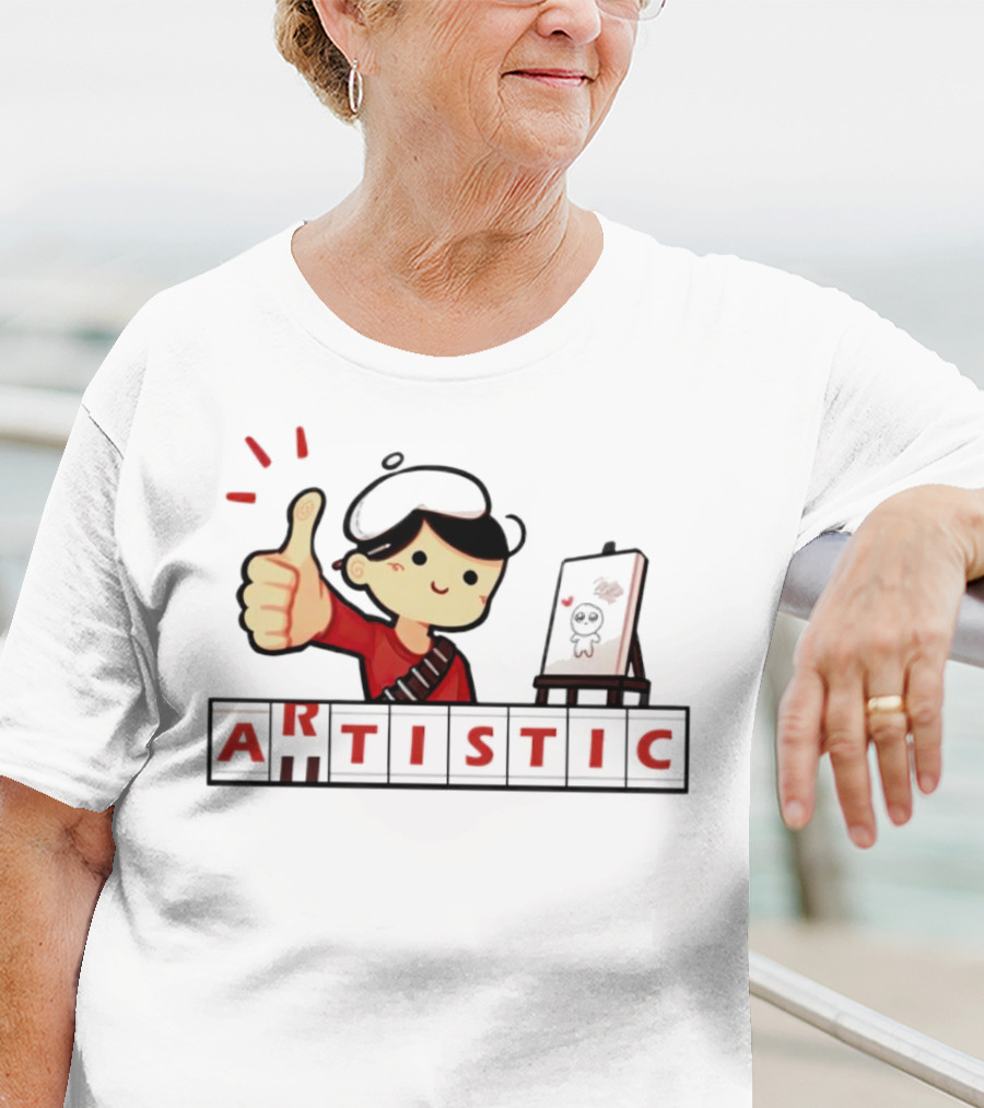 Arutistic Artistic Charm Thumbs Up Painter Kid With Sheep Canvas T-Shirt