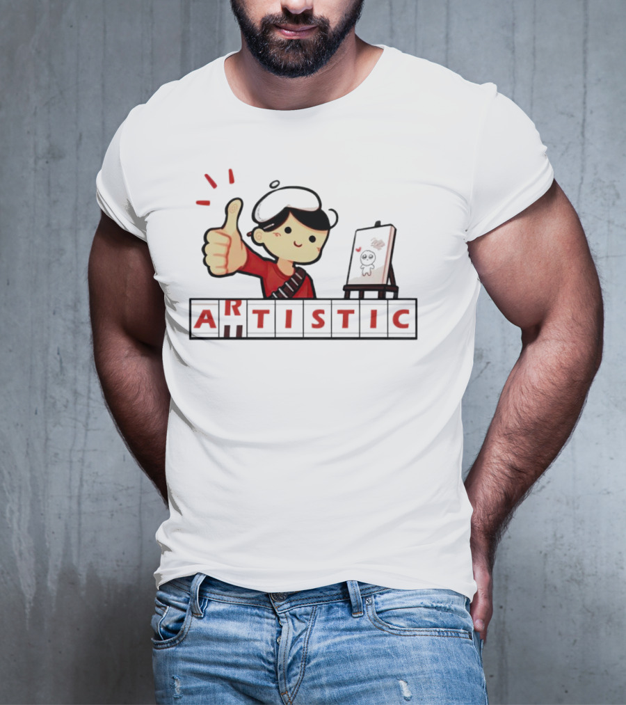 Arutistic Artistic Charm Thumbs Up Painter Kid With Sheep Canvas T-Shirt