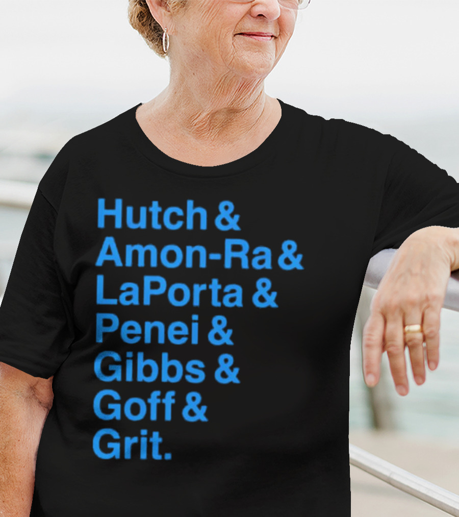 Hutch And Amon-ra And Laporta And Penei And Gibbs And Goff And Grit Detroit Lions NFL Players T-Shirt
