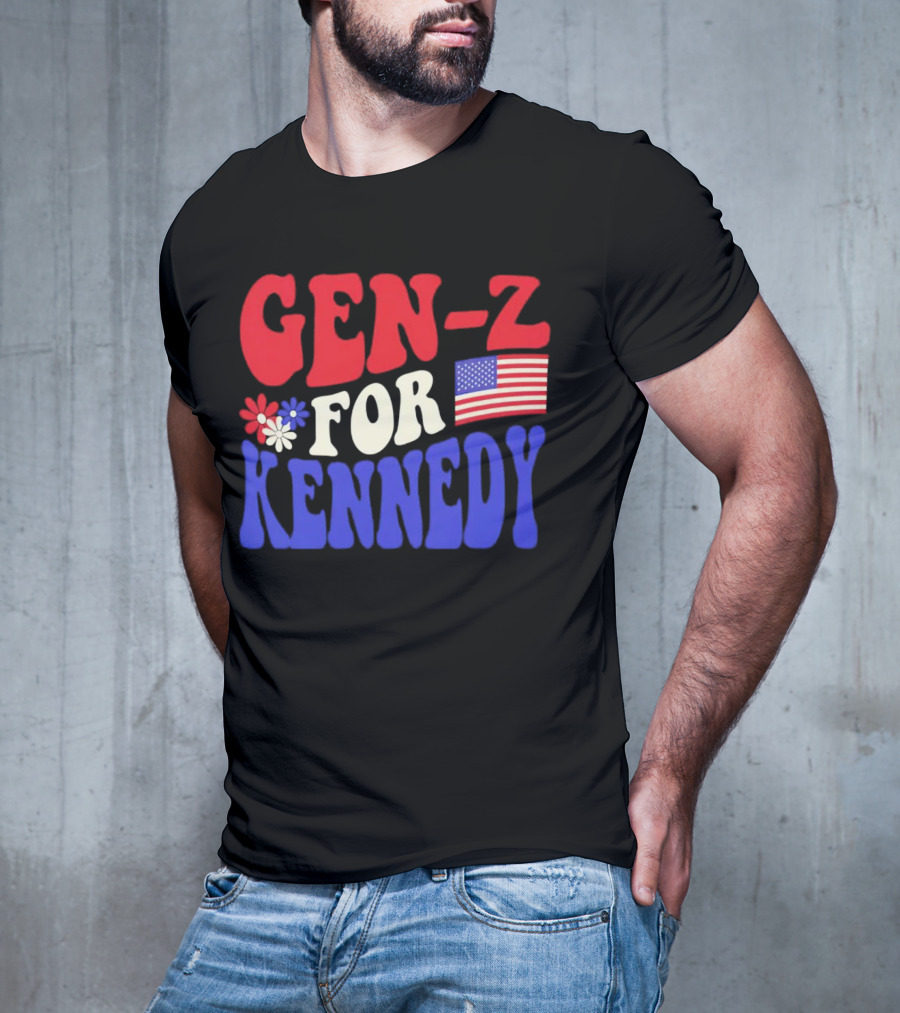 Gen-Z For Kennedy American Flag Retro Flowers T-Shirt