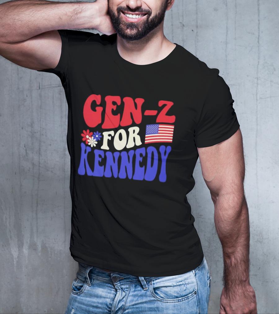 Gen-Z For Kennedy American Flag Retro Flowers T-Shirt