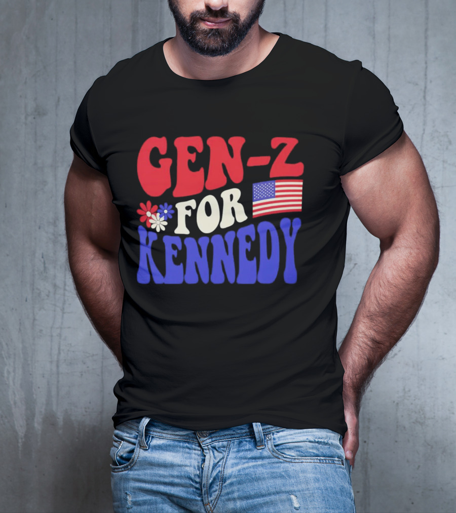 Gen-Z For Kennedy American Flag Retro Flowers T-Shirt
