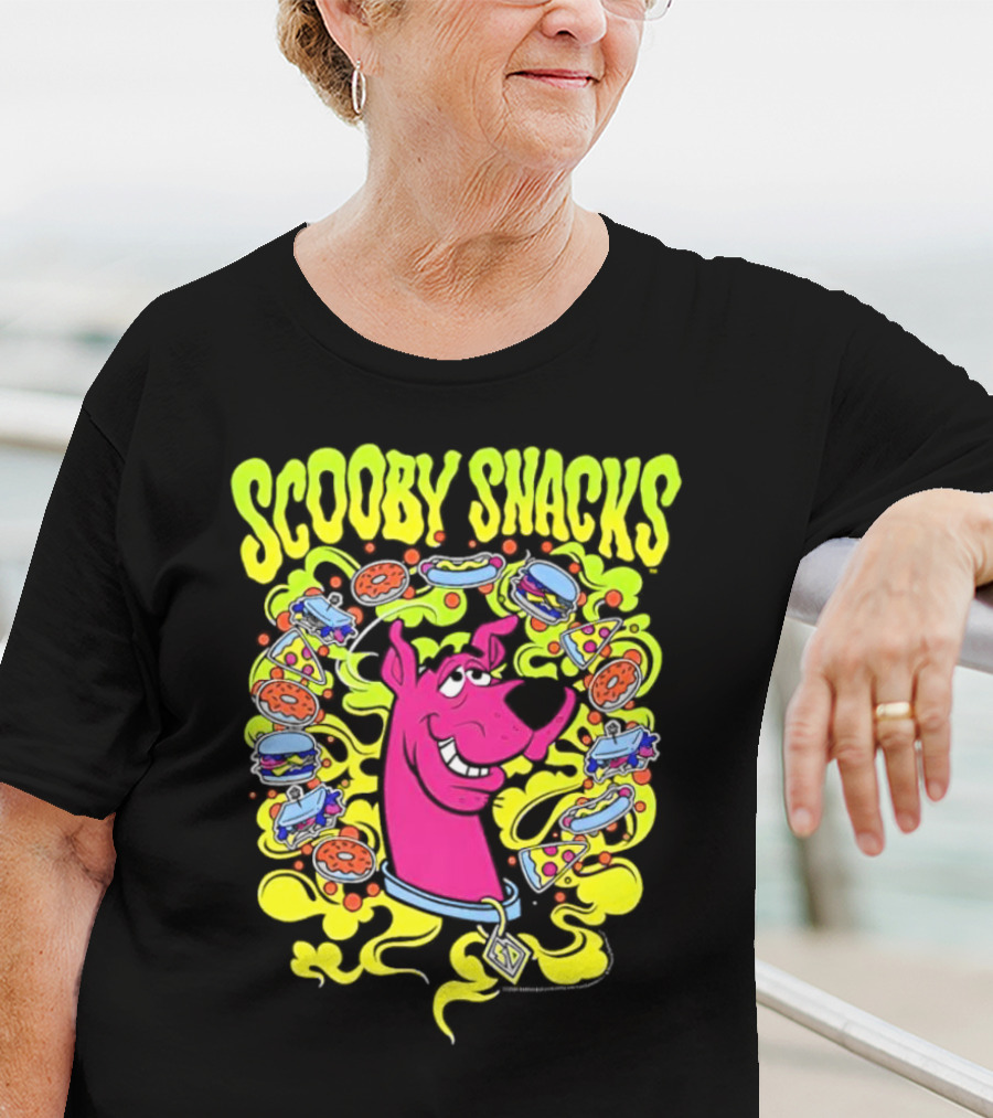 Scooby Snacks Scooby Doo Illustrated Neon Collage T-Shirt