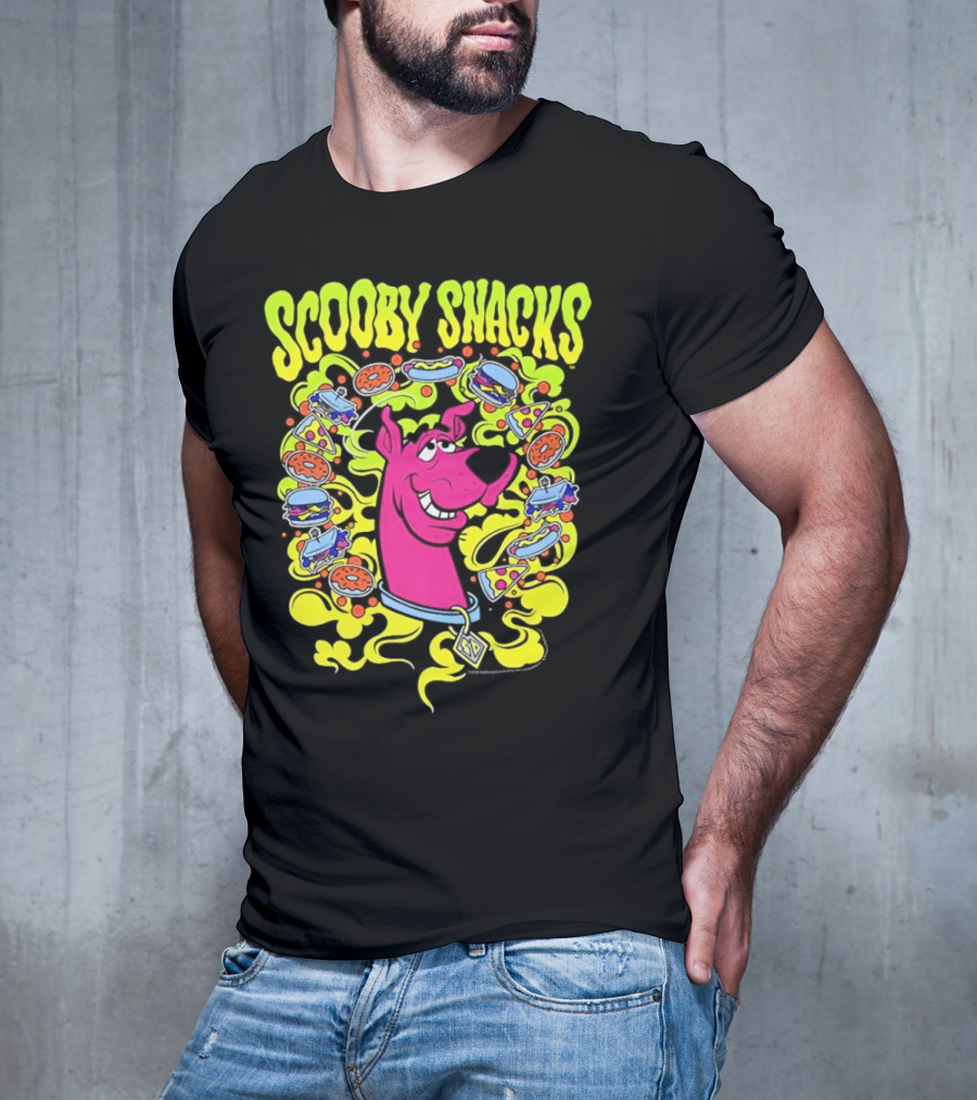 Scooby Snacks Scooby Doo Illustrated Neon Collage T-Shirt