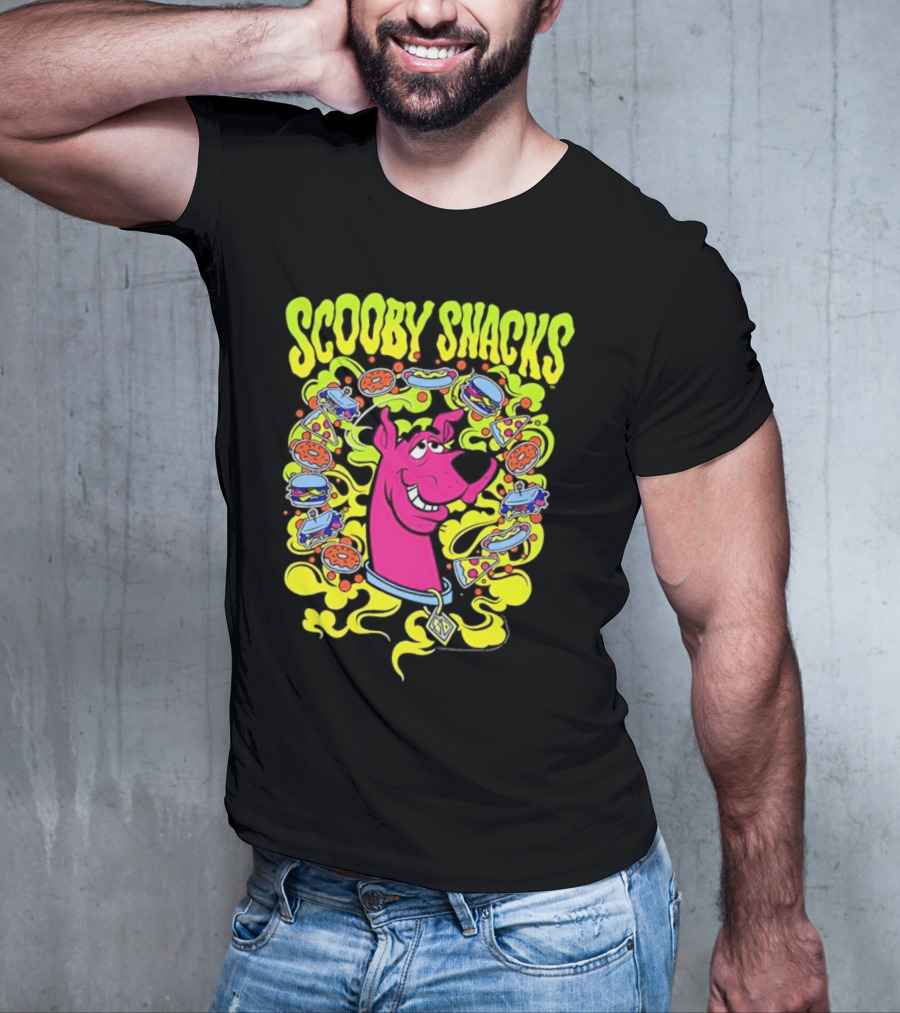 Scooby Snacks Scooby Doo Illustrated Neon Collage T-Shirt