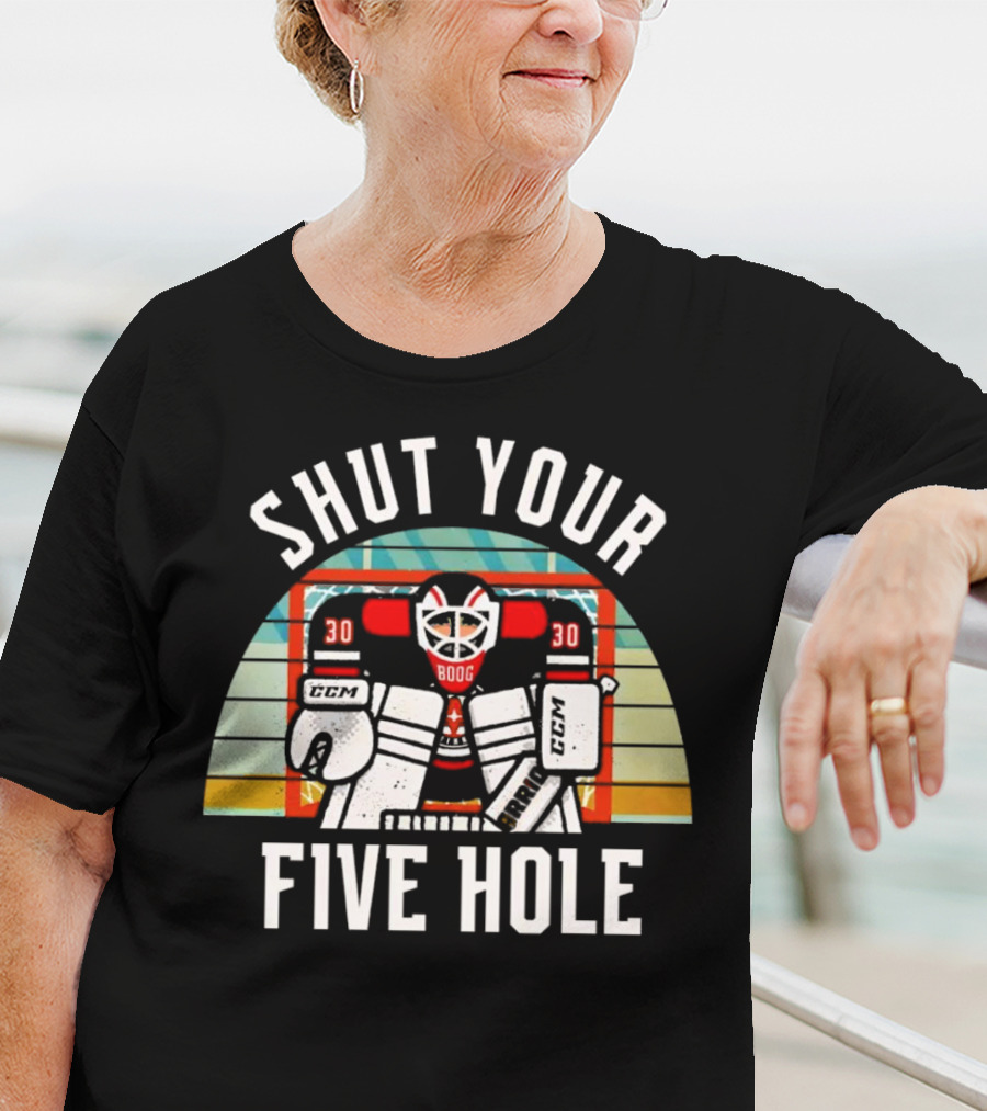 Shut Your Five Hole Vintage Hockey Goalie T-Shirt