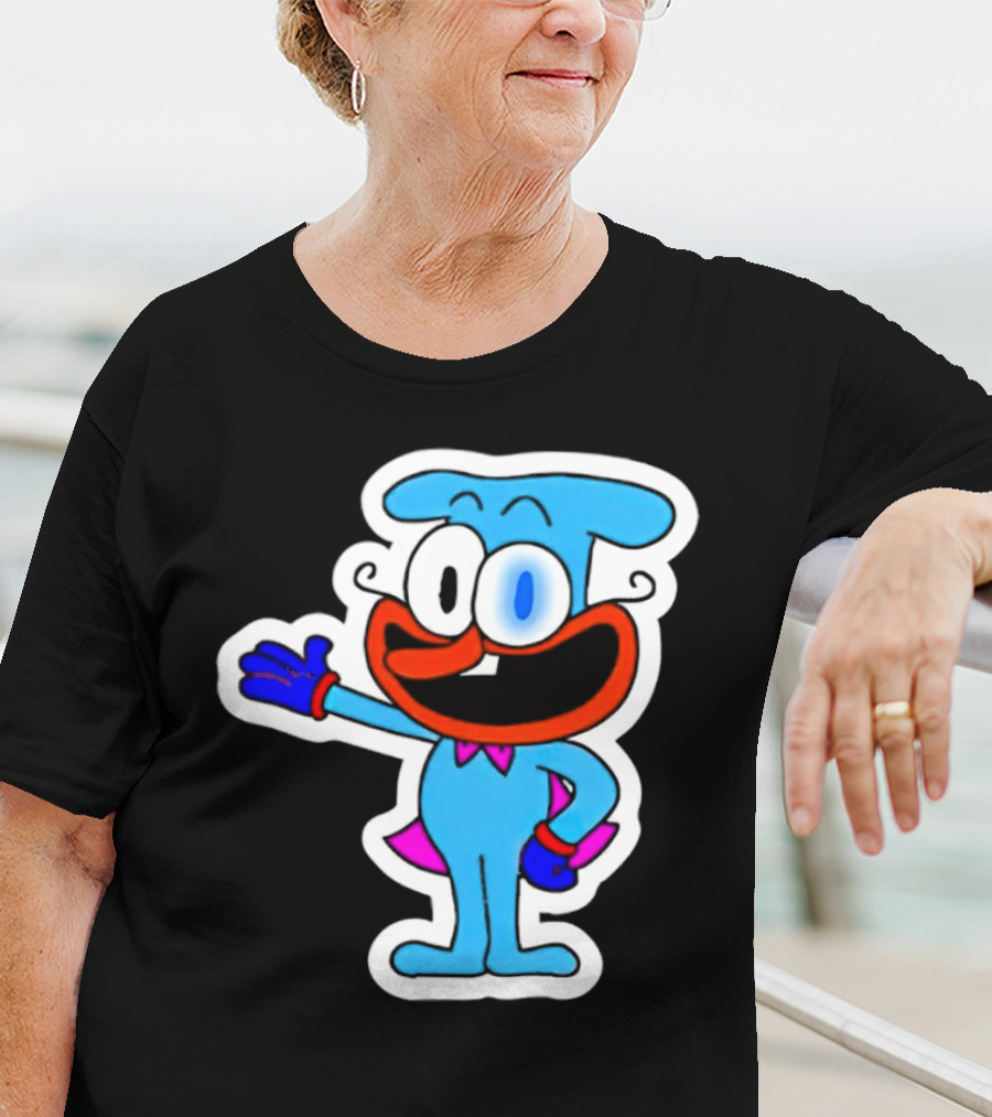 The Doise Cartoon Character With Blue Outfit And Red Accent Detailing T-Shirt